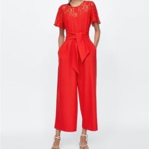 Zara Red Lace Jumpsuit